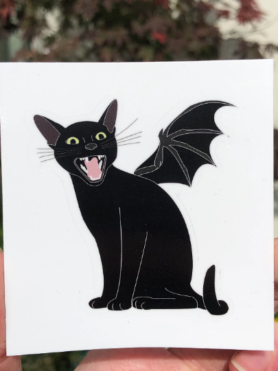 Black Cat Screaming Sticker Vinyl Gloss