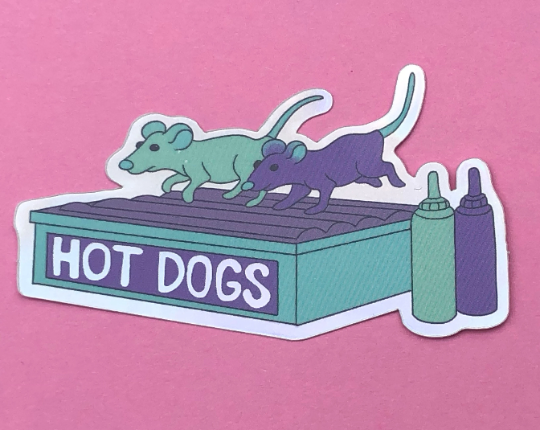 Hotdog rats holographic Vinyl Sticker