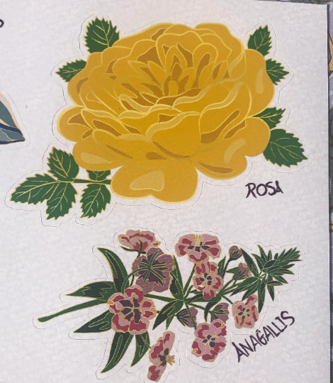 Vintage Flowers Vinyl Sticker Sheet A5 decorative floral paper craft