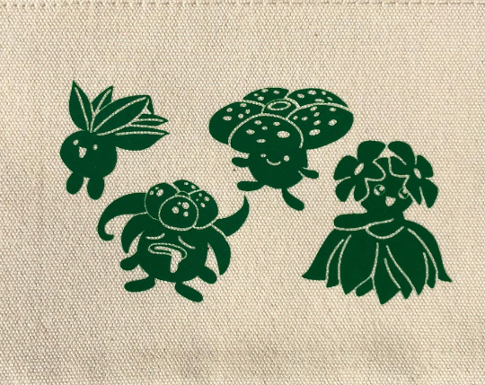 Grass Evolution screen printed pouch bag with zip