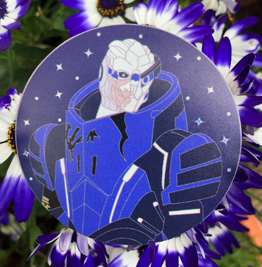 Garrus Vakarian Mass Effect Vinyl sticker with glittery stars
