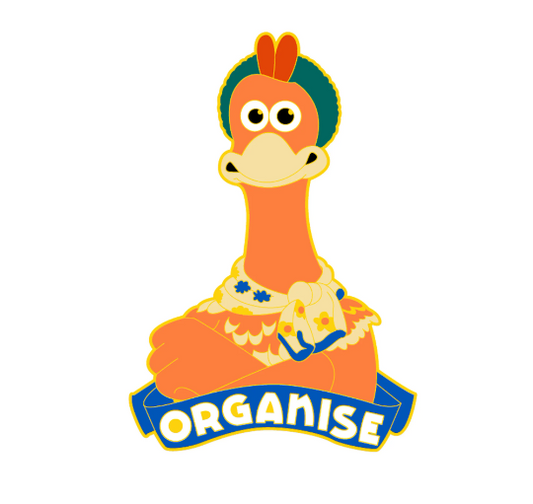Organise Ginger Chicken Run Resistance Protest Hard Enamel Lapel Pin Badge